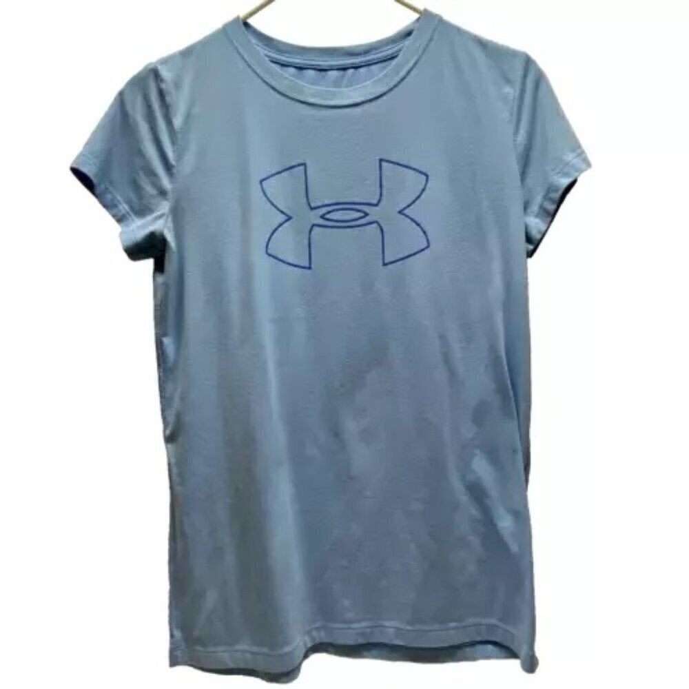 Under Armour T-Shirt 32" Chest‎ 25" Length No Size Tag Light Blue Cotton Blend